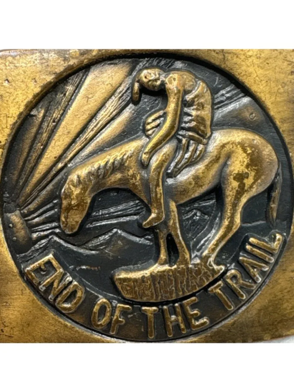 Vintage End of the Trail Belt Buckle Vintage 1970s Native American